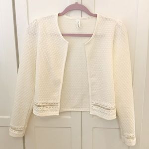 Korean White Lightweight Express Lace Long Sleeves Women Jacket Blazer